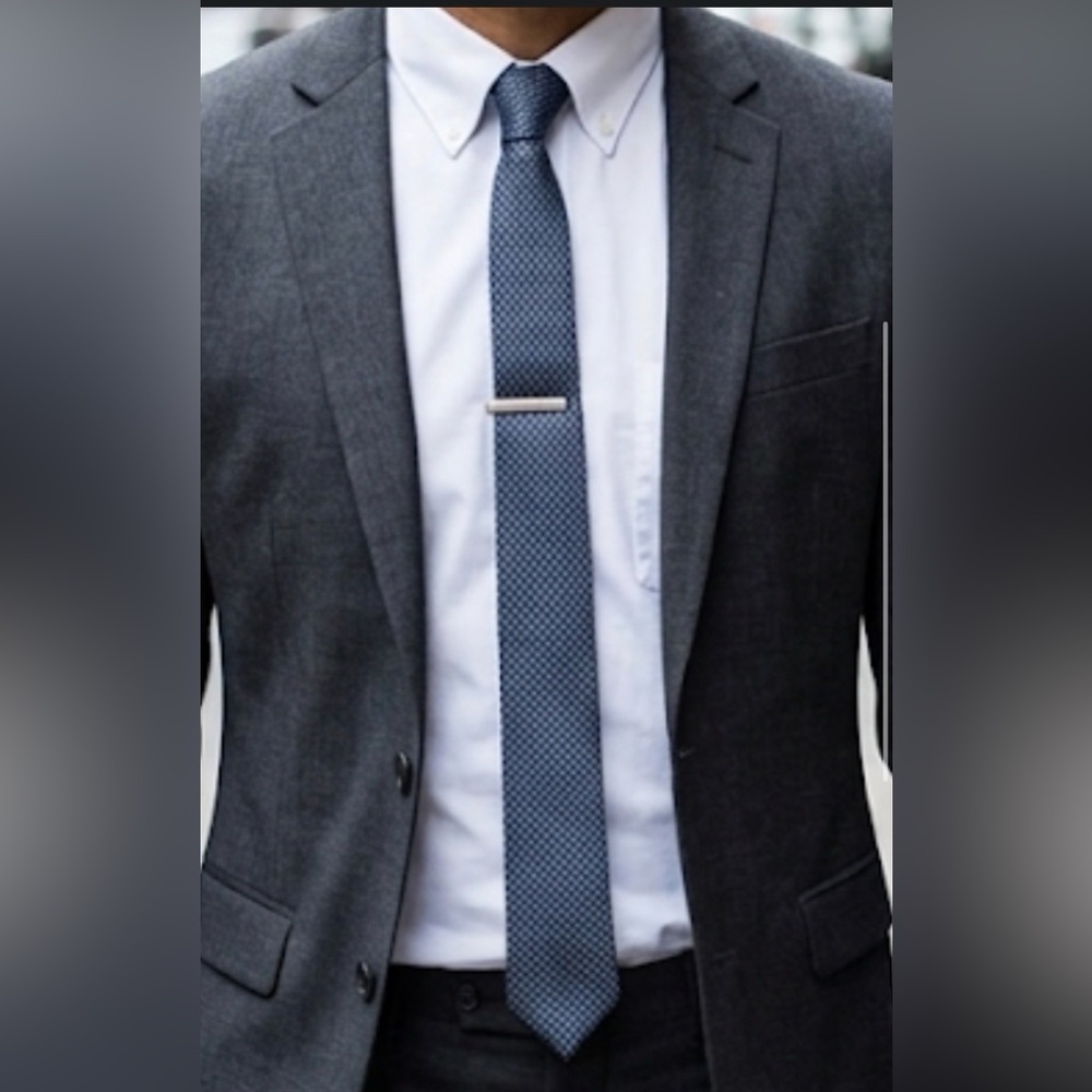NEXT Men's Dark Blue & Gray Textured Micro-Pattern Skinny Tie 100%Polyester